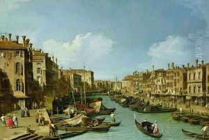 The Grand Canal near the Rialto Bridge, Venice, c.1730 by (Giovanni Antonio Canal) Canaletto