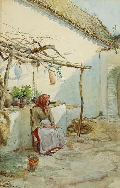 Lady Seated Near A Well - view 1