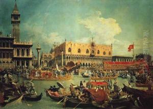 The "Bucintgoro" by the Molo on Ascension Day by (Giovanni Antonio Canal) Canaletto