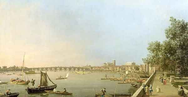 The Thames from the Terrace of Somerset House, looking upstream Towards Westminster and Whitehall, c.1750 - view 1