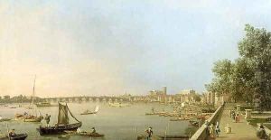 The Thames from the Terrace of Somerset House, looking upstream Towards Westminster and Whitehall, c.1750