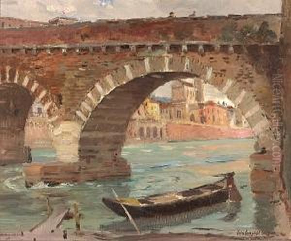 A Boat Moored Near A Bridge - view 1