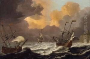 Segelschiffe Auf Sturmischer See by Pieter Jansz. Coopse