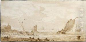 Fishing Boats And Merchant Ships On The Ij Before Amsterdam