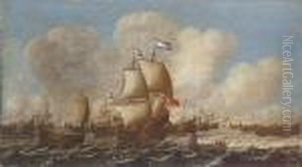 A Dutch Fishing Fleet In Choppy Waters - view 1