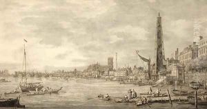 The Thames Looking towards Westminster from near York Water Gate by (Giovanni Antonio Canal) Canaletto