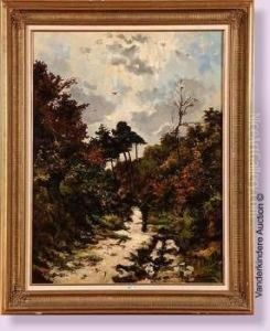 Chemin Anime En Foret by Joseph Theodore Coosemans