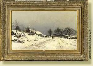 Paysage Du Limbourg Anime Sous La Neige by Joseph Theodore Coosemans