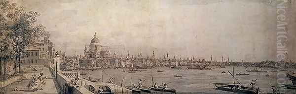 The Thames and the City of London from the Terrace of Somerset House - view 1