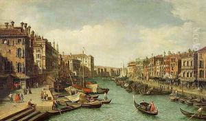 The Grand Canal near the Rialto Bridge, Venice, c.1730 (2) by (Giovanni Antonio Canal) Canaletto