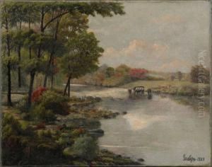 Landscape With Cows In A River