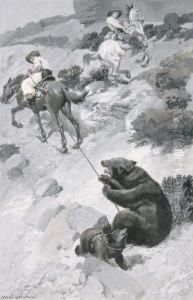 Cowboys At Work by Charles George Copeland