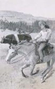 Cowboys Roping A Steer