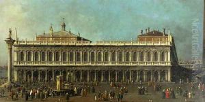 The Library and the Piazzetta, Venice by (Giovanni Antonio Canal) Canaletto