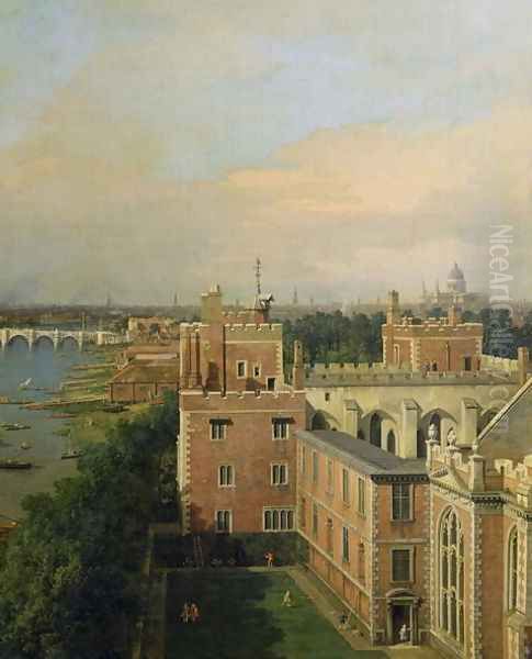 View of the Thames and Westminster Bridge, detail of Lambeth Palace, c.1746-47 - view 1