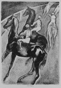 Horses Turning Into The Course