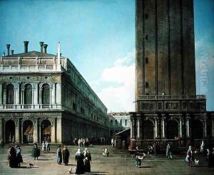 Piazza San Marco: Looking West from the North End of the Piazzetta by (Giovanni Antonio Canal) Canaletto