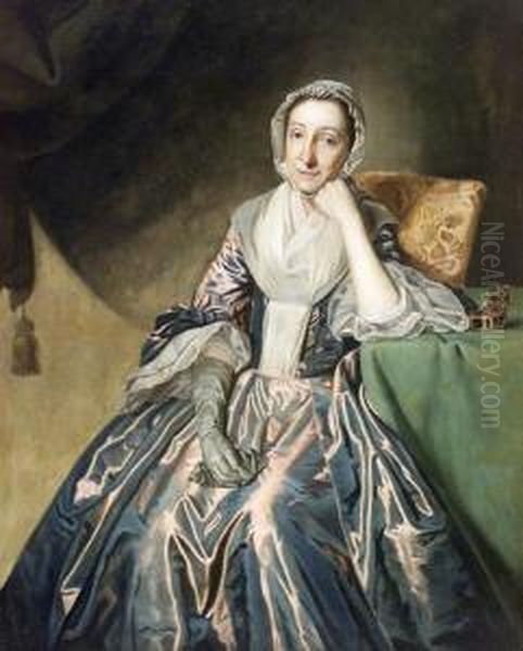 Portrait Of A Woman Seated At A Table - view 1