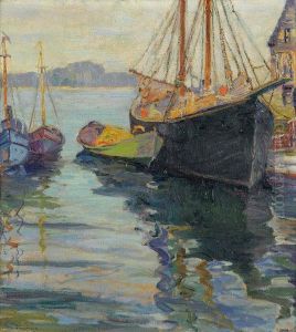 Fishing Boats In A Harbor by Fern Isabel Coppedge