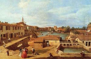 Sluice Gates at Dolo by (Giovanni Antonio Canal) Canaletto