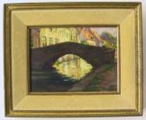 Zicht Op Een Brugje In Brugge by Omer Coppens