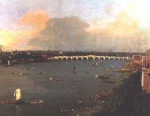 View of the Thames and Westminster Bridge, detail of the bridge, c.1746-47 (detail-2)