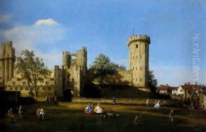 The Eastern Facade Of Warwick Castle by (Giovanni Antonio Canal) Canaletto