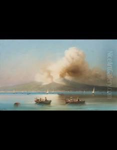 Golfo Di Napoli Con Vesuvio In Eruzione by Antonio Coppola