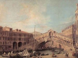 Grand Canal: The Rialto Bridge from the South by (Giovanni Antonio Canal) Canaletto