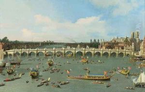 Westminster Bridge, London, With the Lord Mayor's Procession on the Thames (detail)