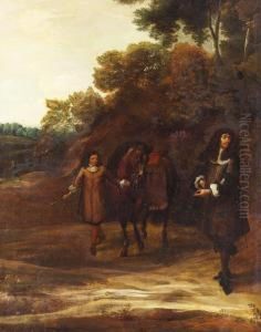 Zugeschrieben - Kavalier Mit Pferd Und Page Am Waldrand
