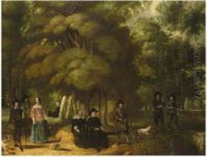A Hunting Party In A Forest by Gonzales Cocques