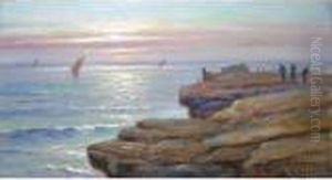 Saint-palais, Coucher De Soleil Au Pont Du Diable by Gaston Corbier