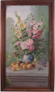Nature Morte Au Bouquet De Roses by Gaston Corbier