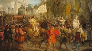 A Royal Procession With Numerous Attendant Dignitaries