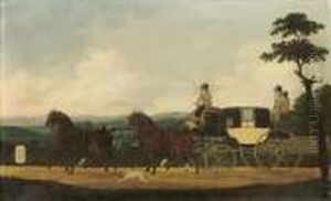 A Stagecoach In An Extensive Landscape by John Cordrey