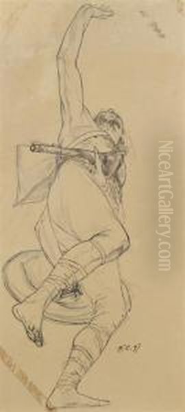 Etude Plafonnante De Guerrier Franc - view 1