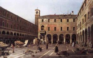 The Campo di Rialto by (Giovanni Antonio Canal) Canaletto