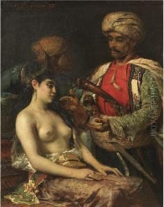 Janissaire Et Femme Au Buste Decouvert