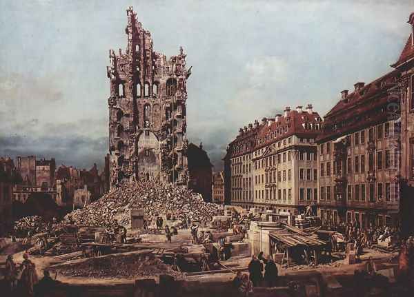 View of Dresden, the ruins of the Cross Church, seen from the east - view 1