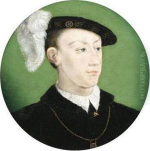 Portrait Of The Dauphin Francois, Head And Shoulders, In A Blackfeathered Cap by Corneille De Lyon