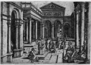 Christus Predigt Vor Mannern Und Frauen by Corneille De Lyon