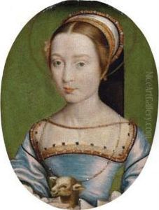 Portrait Of A Lady, Bust-length, In A Blue Silk Dress by Corneille De Lyon