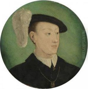 Portrait Of A Young Man, Head 
And Shoulders, Wearing A Black Coat And A Feathered Hat, Possibly 
Francois, Dauphin Of France (1518-1536)
