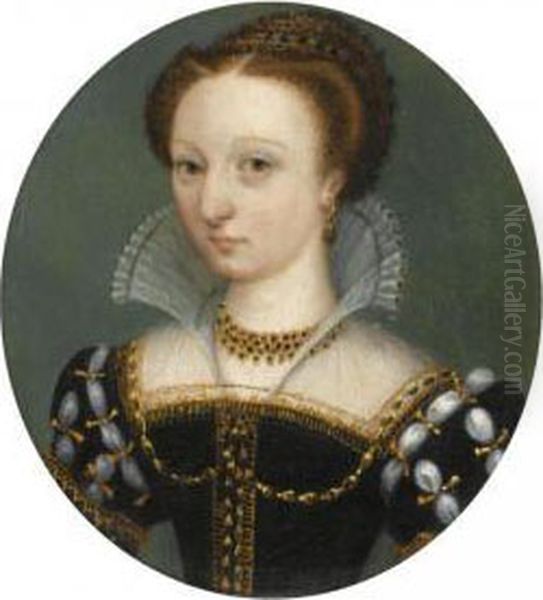 Portrait Of A Lady, Head And
Shoulders, Wearing An Elaborately Decorated Dress And Necklace - view 1
