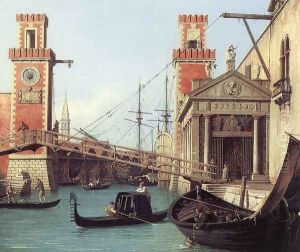 View of the Entrance to the Arsenal (detail) by (Giovanni Antonio Canal) Canaletto