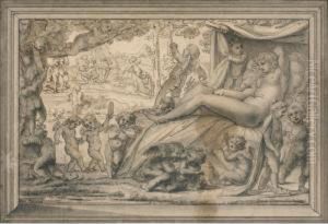 Venus Endormie Entouree De Putti by Michel Corneille II