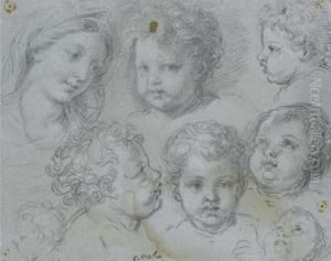 Tetes De Bebes Et D'une Femme by Michel Corneille II
