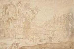 Un Artiste Dessinant L'arc De Janus A Rome