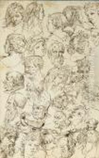Studies Of Heads, After Raphael - view 1